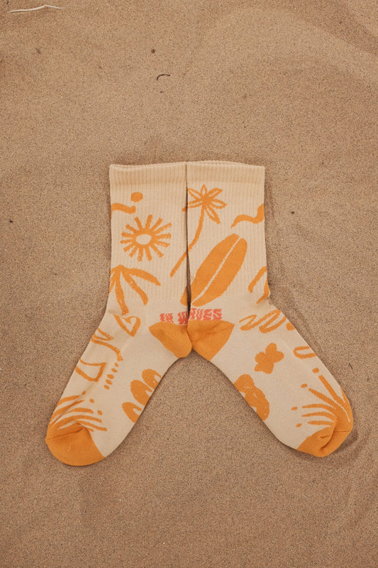 SUMMER MUSTARD BEIGE UNISEX SOCKS