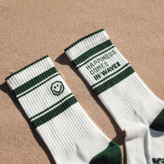 HAPPINESS GREEN OFF-WHITE SOCKS UNISEX