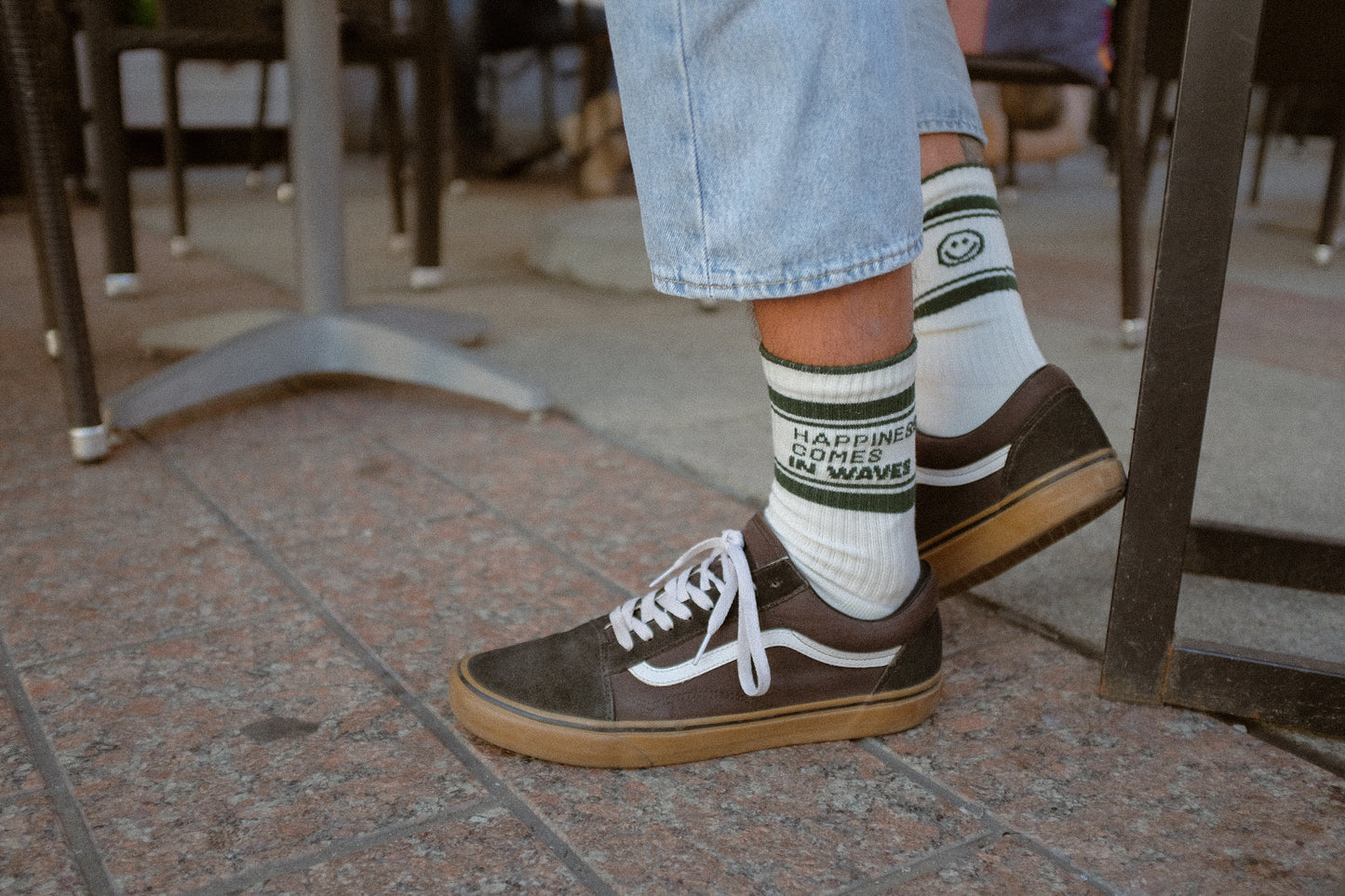 HAPPINESS GREEN OFF-WHITE SOCKS UNISEX